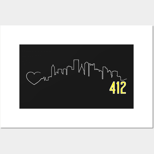 Pittsburgh Skyline 412 Love Wall Art by markz66